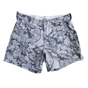 Camo Blue and Gray Men's Flat Front Shorts